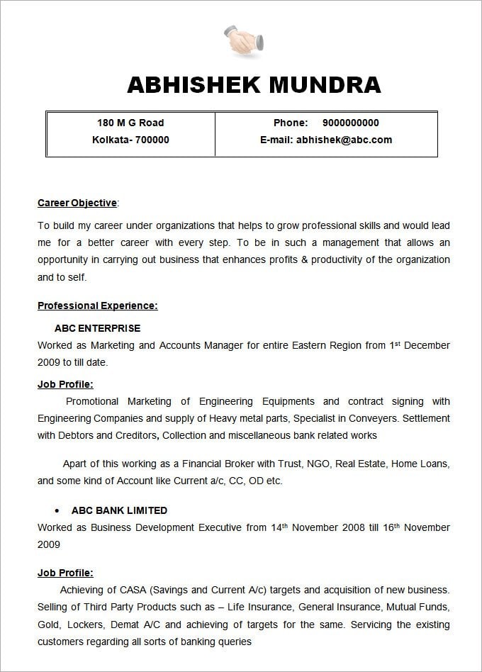 format marketing accounts manager resume template