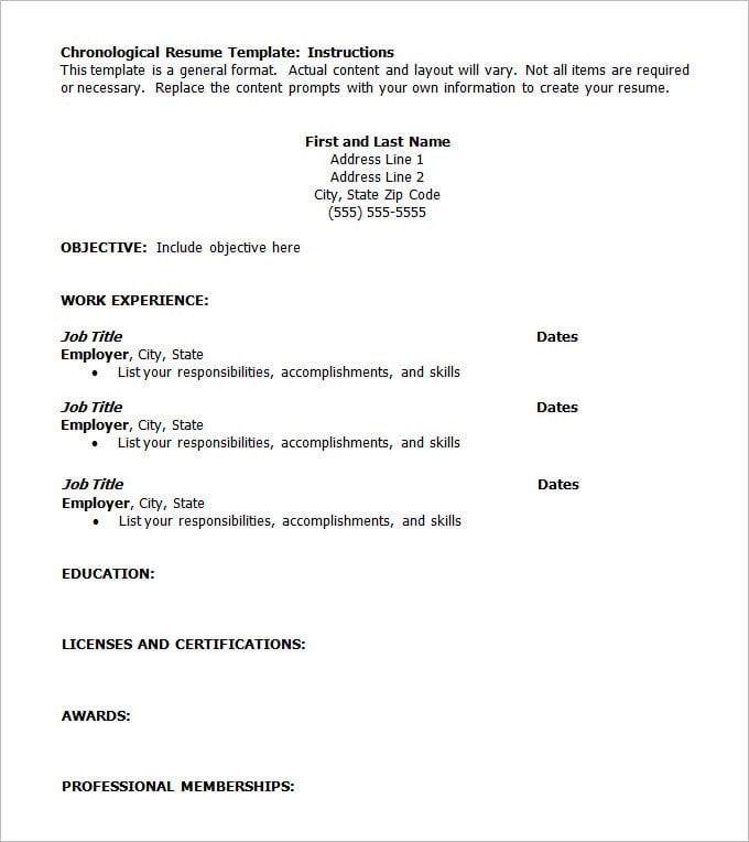 chronological resume template  u2013 25  free samples  examples