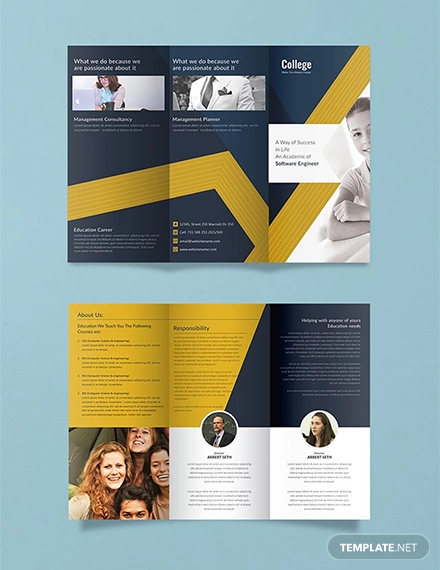 free college tri fold brochure template
