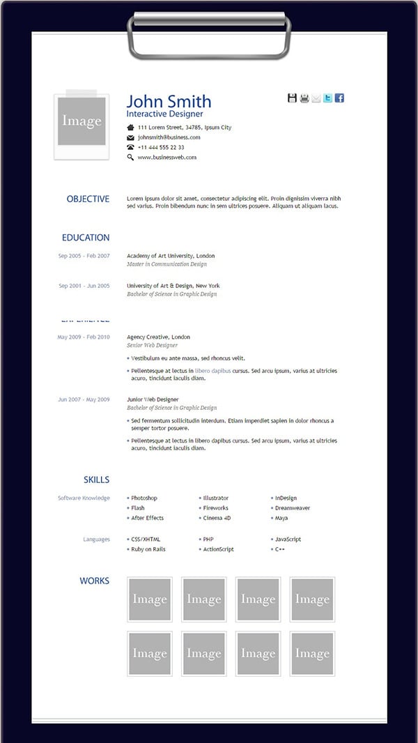 resume template html
