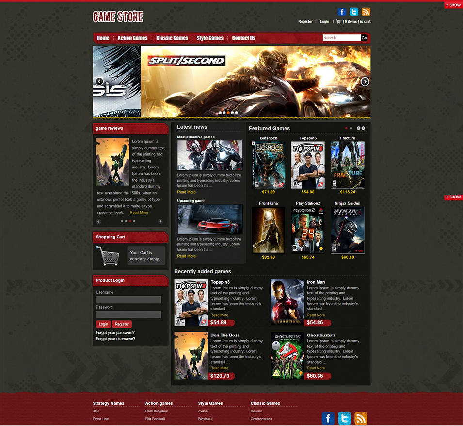 Game Store Virtuemart Website Templates & Themes Free