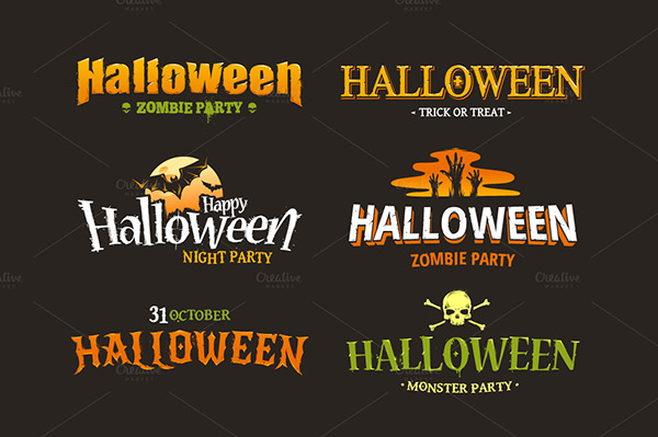 halloween typography set