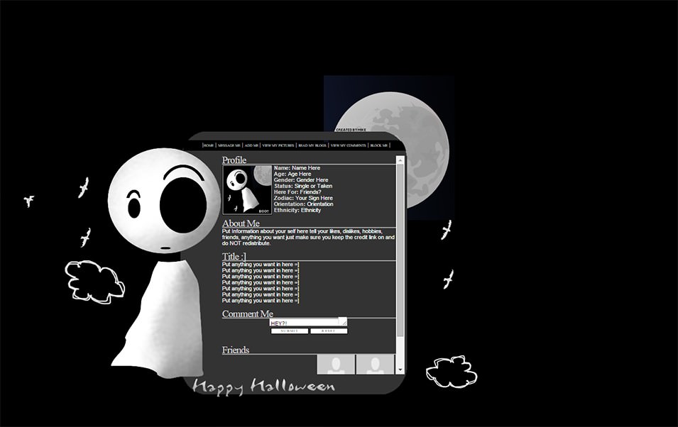 happy halloween ii myspace layout preview createblog