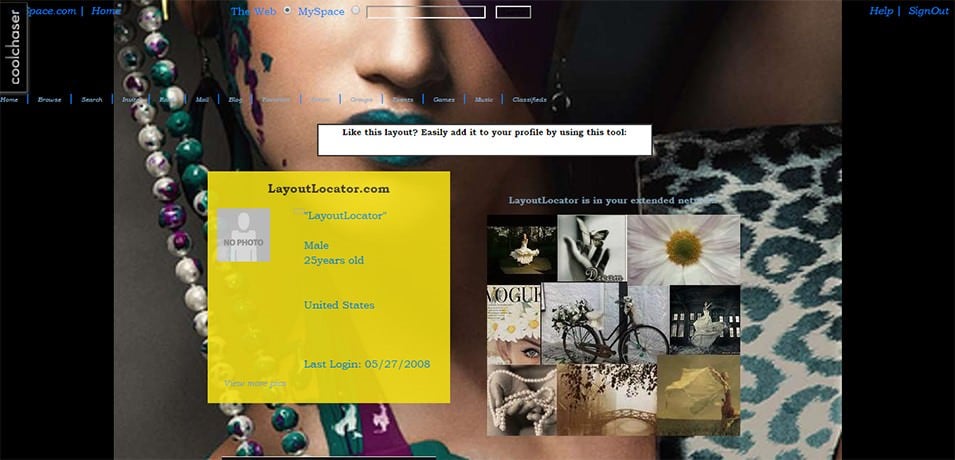 high fashion vintage myspace layout preview layoutlocator