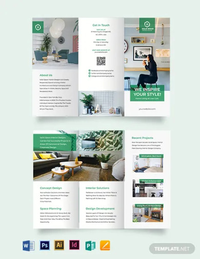 interior contractor tri fold brochure template