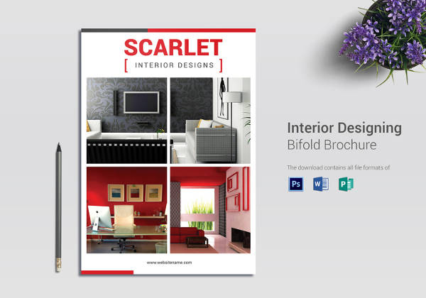 interior design bi fold brochure template