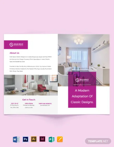 interior design consultancy bi fold brochure template