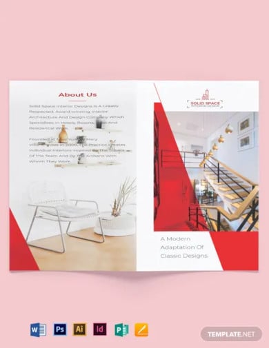 interior designer bi fold brochure template