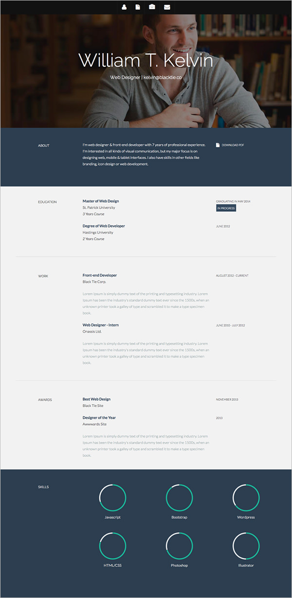 html5 resume template code