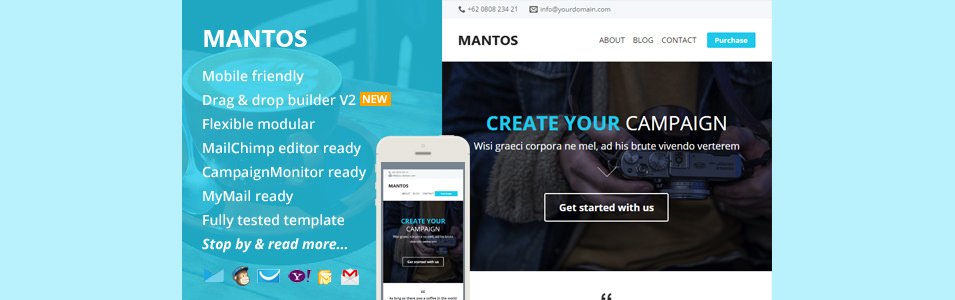 mantos responsive email with template editor