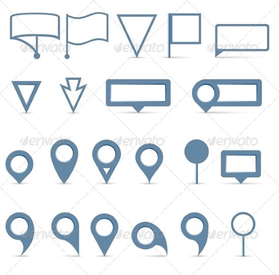 map pointer icons set