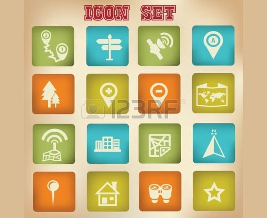 map and navigator vintage icons