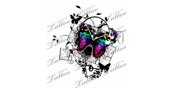 marketplace tattoo rainbow butterfly puzzle 18604 createmytattoo