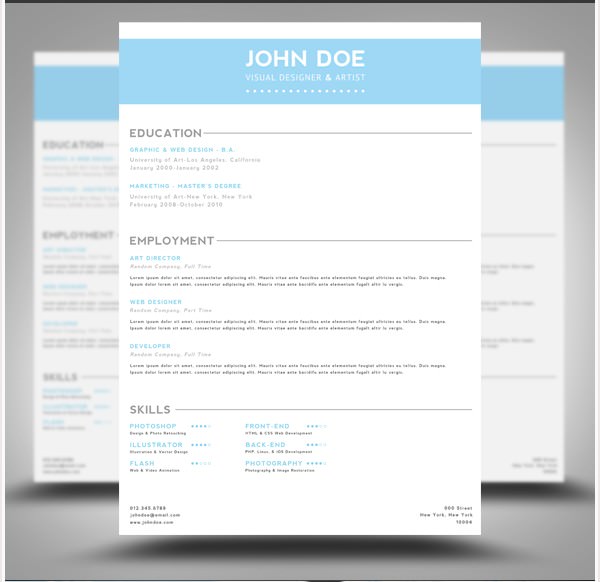 resume template psd download