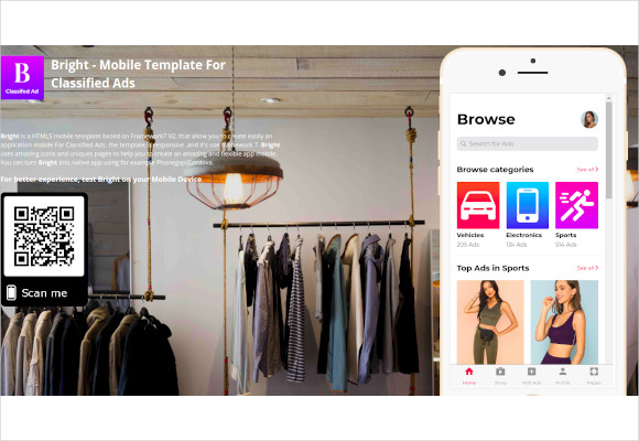 mobile template for classified ads