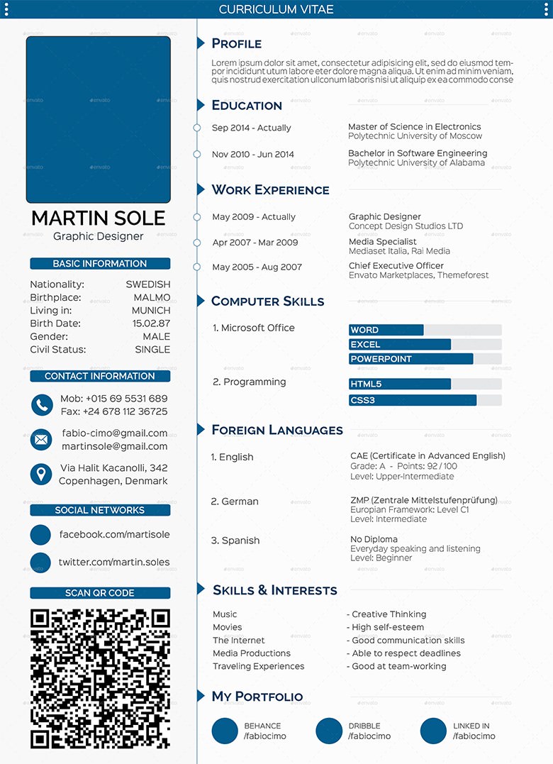 68+ CV Templates - PDF, DOC, PSD, AI | Free & Premium ...