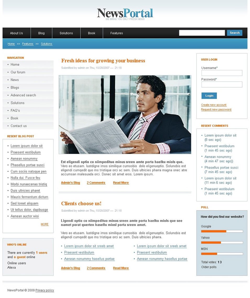 news portal drupal template