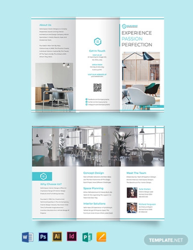 office interior tri fold brochure template