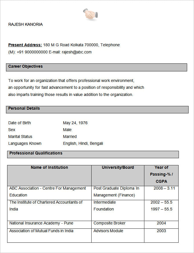 pgdm finance accountant resume sample