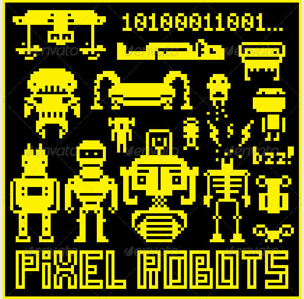 pixel art robots