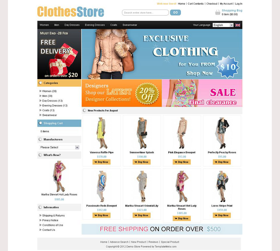 7+ Best Oscommerce Templates for Clothing & Cloth Store Websites