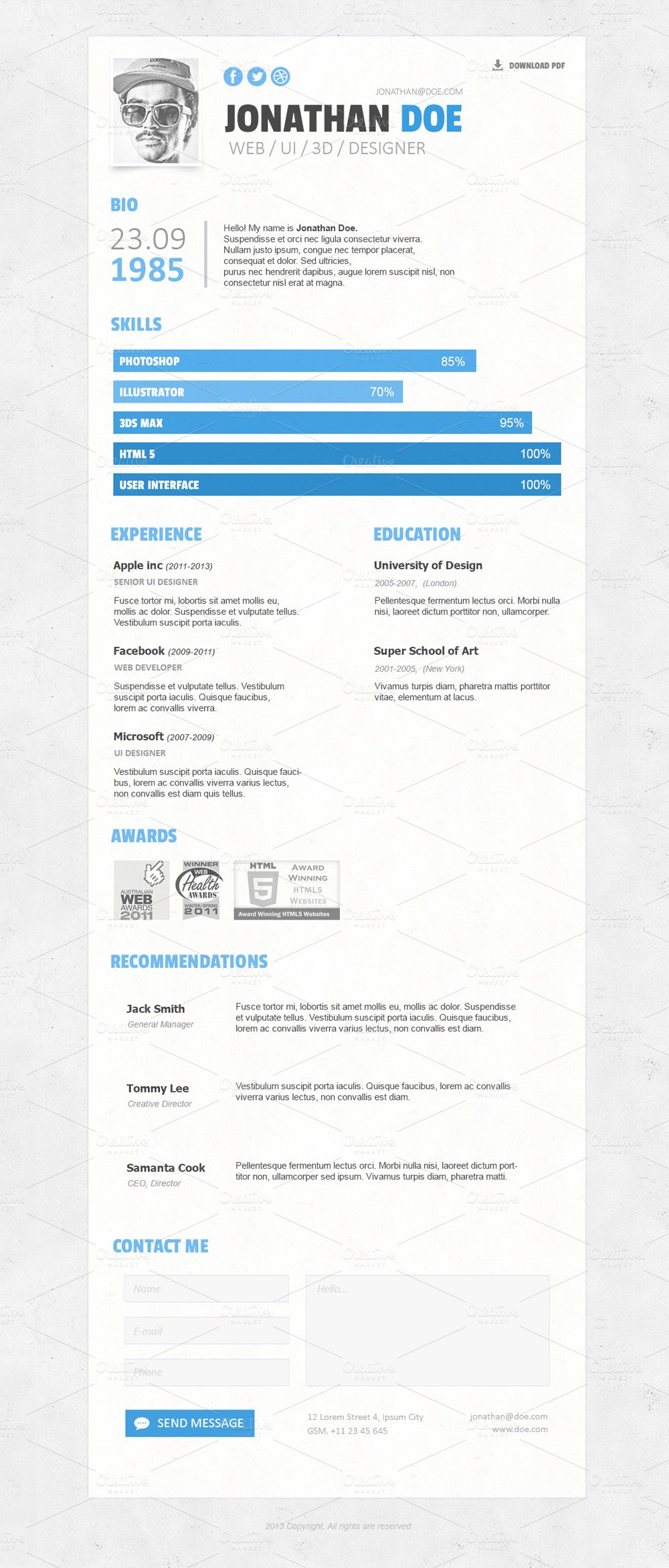 resume psd template