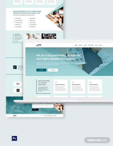 seo agency psd landing page template