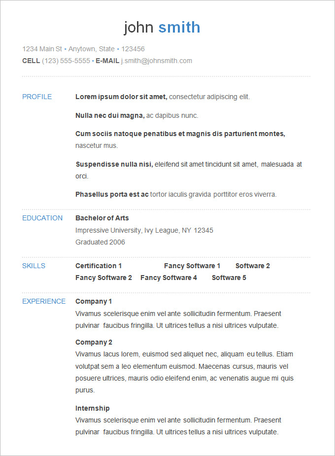 simple resume template pdf free download