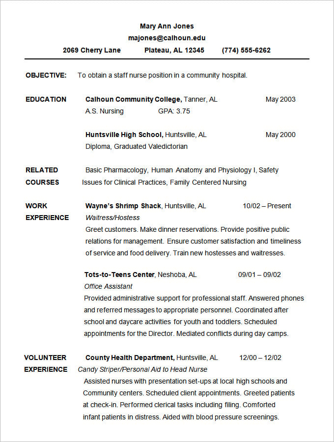 example of chronological resume