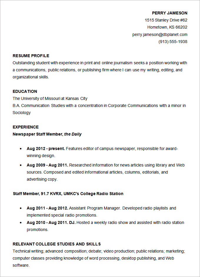 Microsoft Word Resume Template - 49+ Free Samples ...