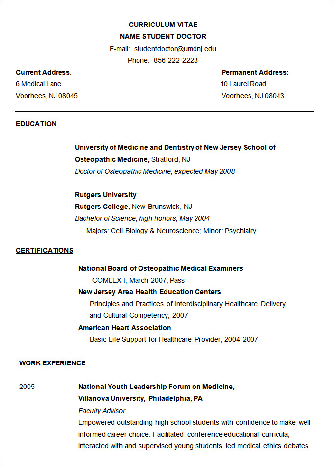 free doctors downloadable resume templates for word 2007