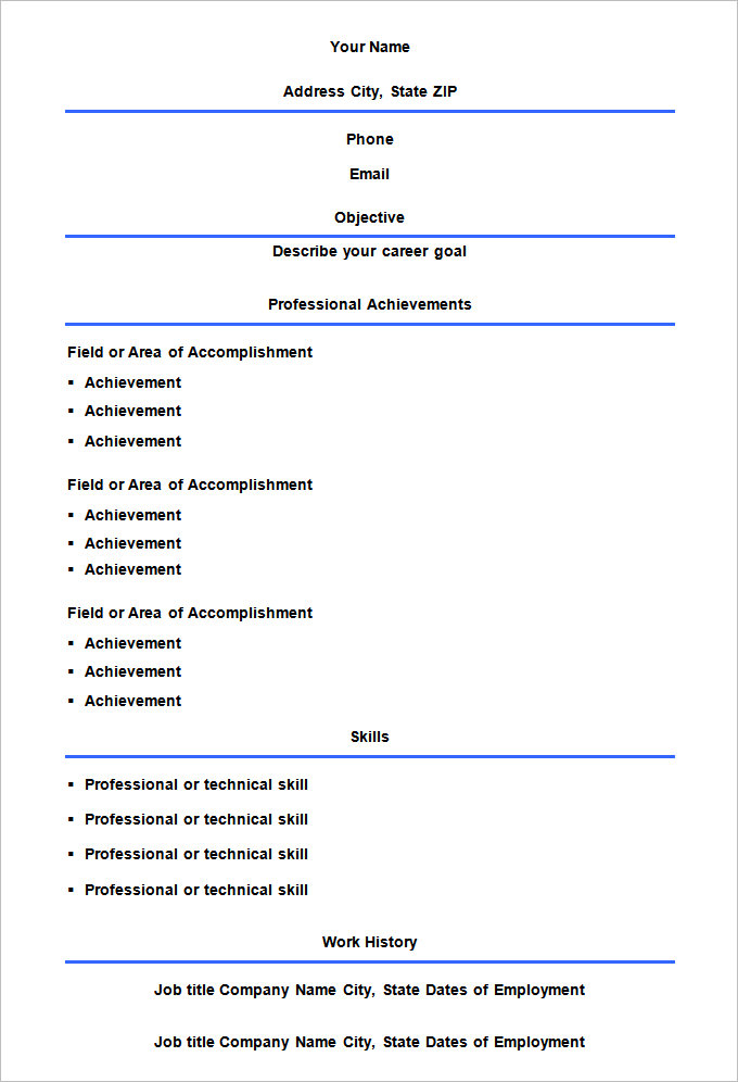 sample professional blank resume template