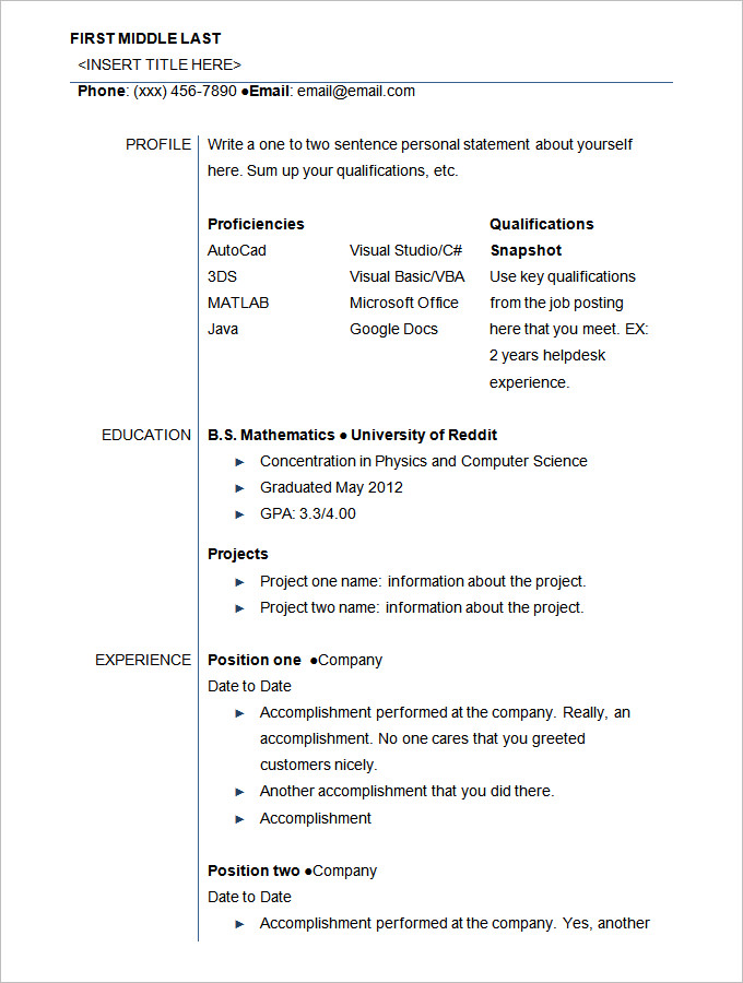 Cv Template Reddit Free Resume Templates