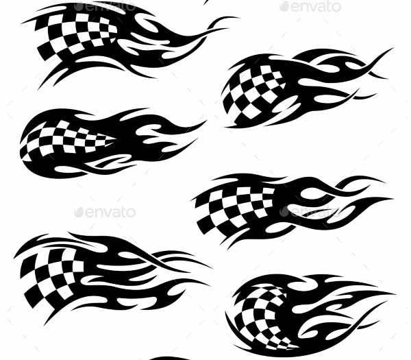 set of motor racing vector tattoos