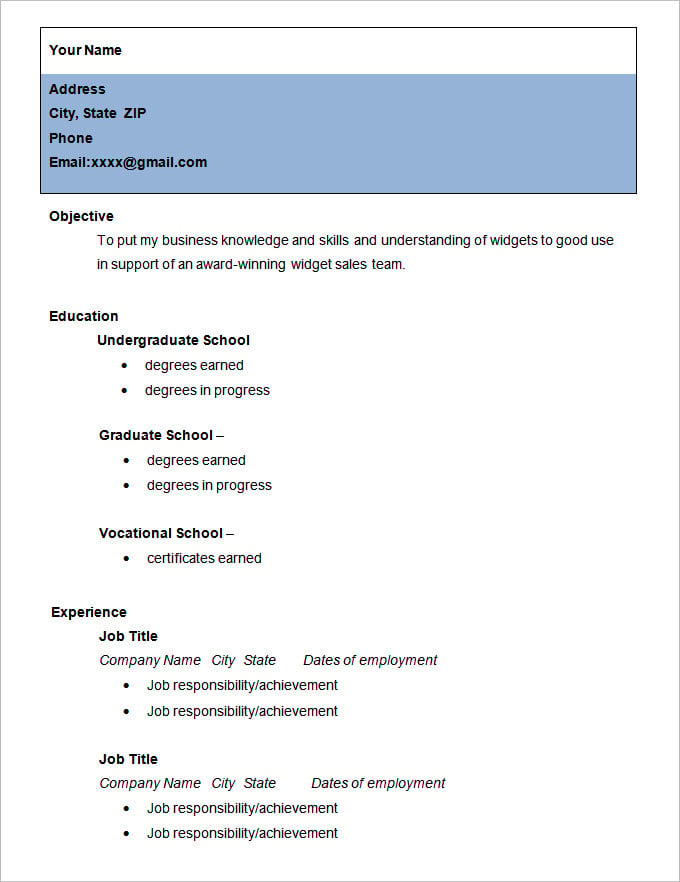 simple college student cv resume template