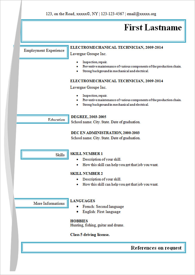 simple electro mechanical resume template