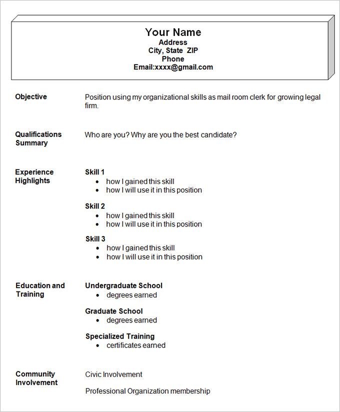 basic resume templates