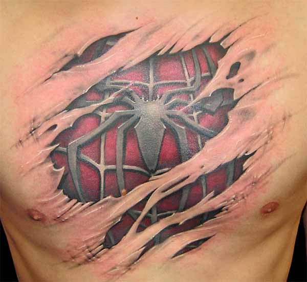 spiderman chest tattoos ideas for mens