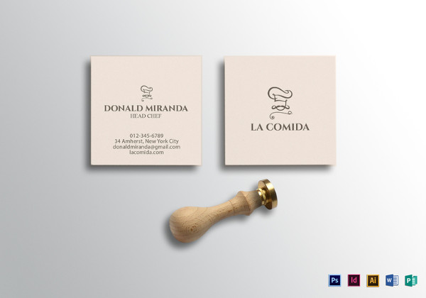 square head chef business card template