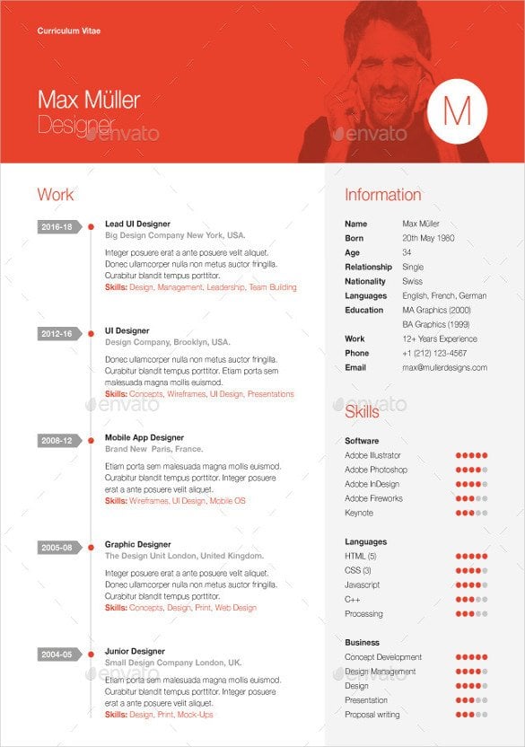 swiss resume psd format template download