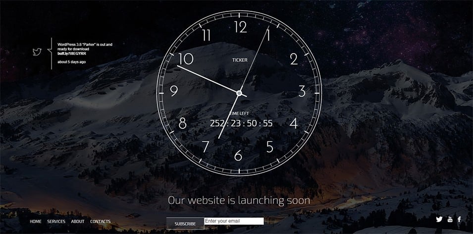TICKER - Responsive Countdown Clock Landing Page