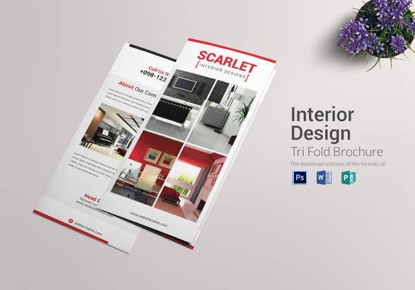 tri fold interior design brochure template