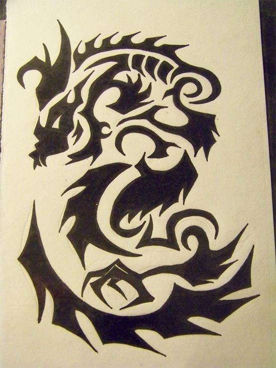 tribal dragon tattoo design