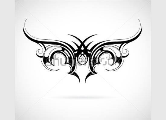 tribal art tattoo wing shape