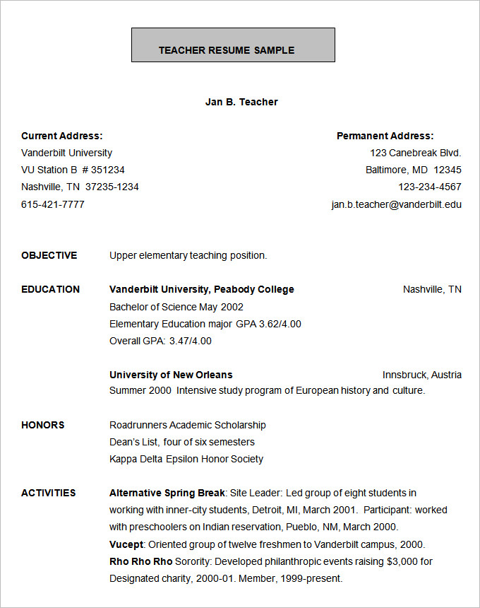 resume example 34 free samples examples format resume class