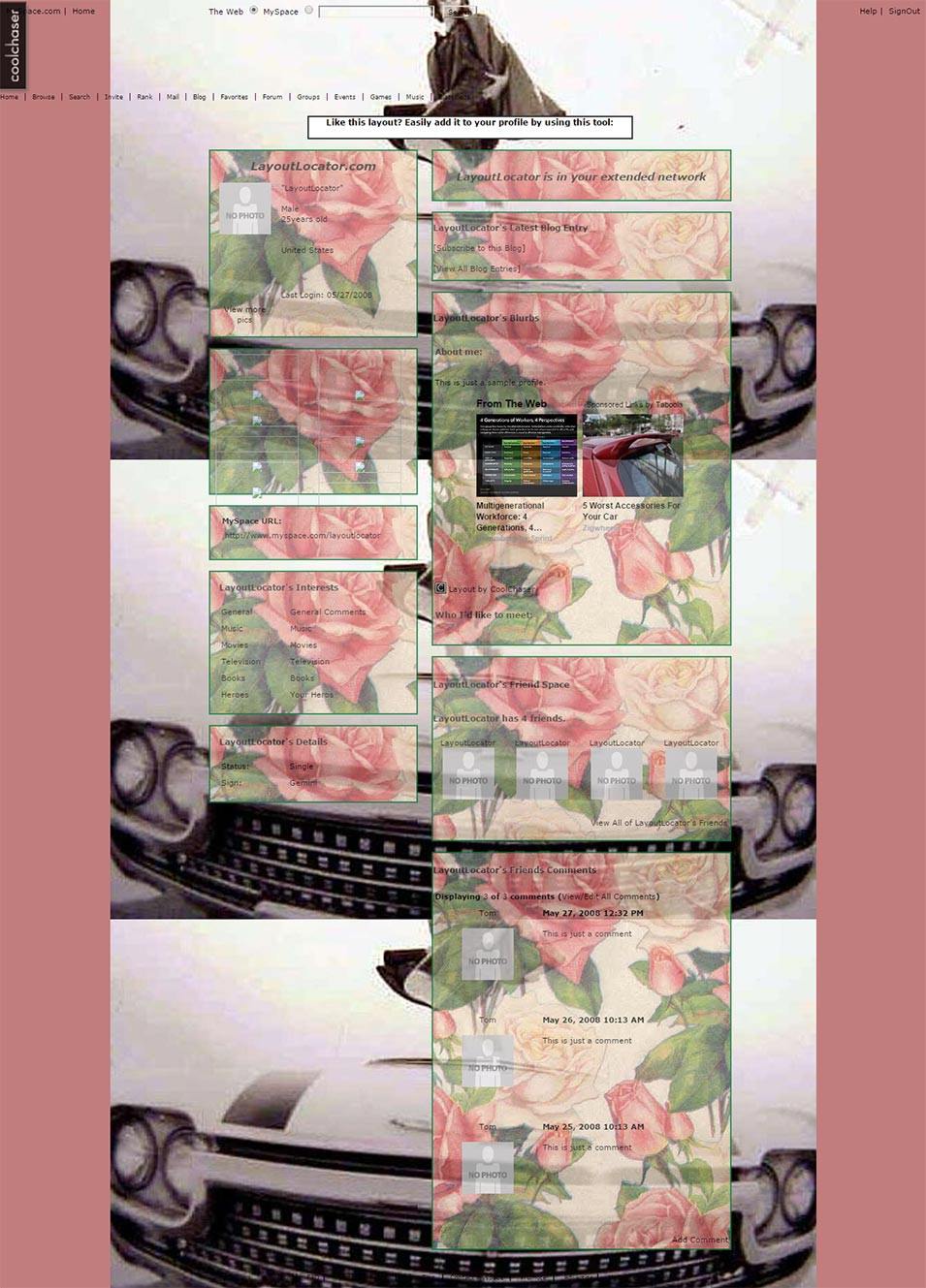 vintage fashion vintage rose myspace layout preview layoutlocator