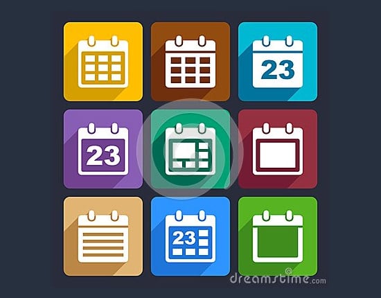 calendar flat icons set