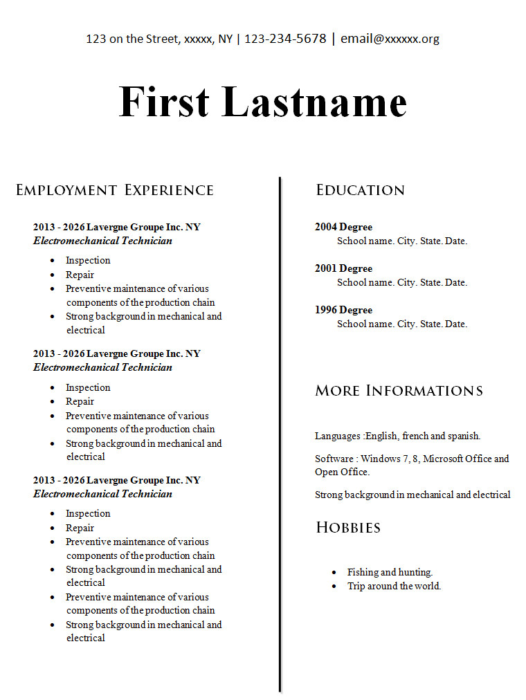 Simple Resume Template - 47+ Free Samples, Examples, Format Download ...