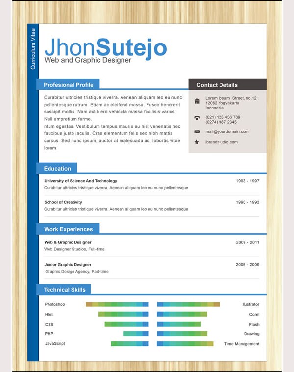 PSD Resume Template – 51+ Free Samples, Examples, Format 