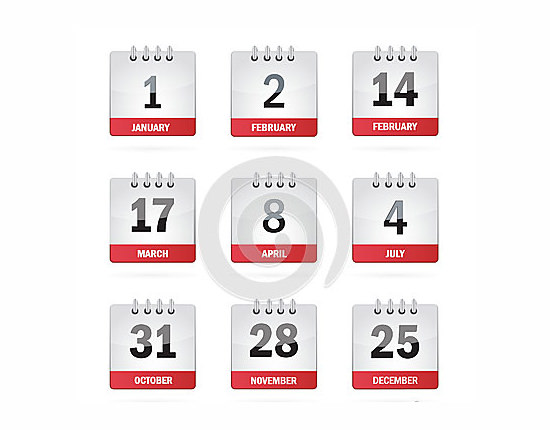 set holiday calendar icons